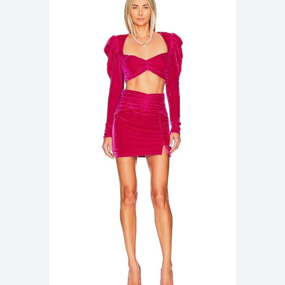 Lovers And Friends Stylish Pink Velvet TwoPiece Set Lovers And Friends Stylish Pink Velvet TwoPiece Set